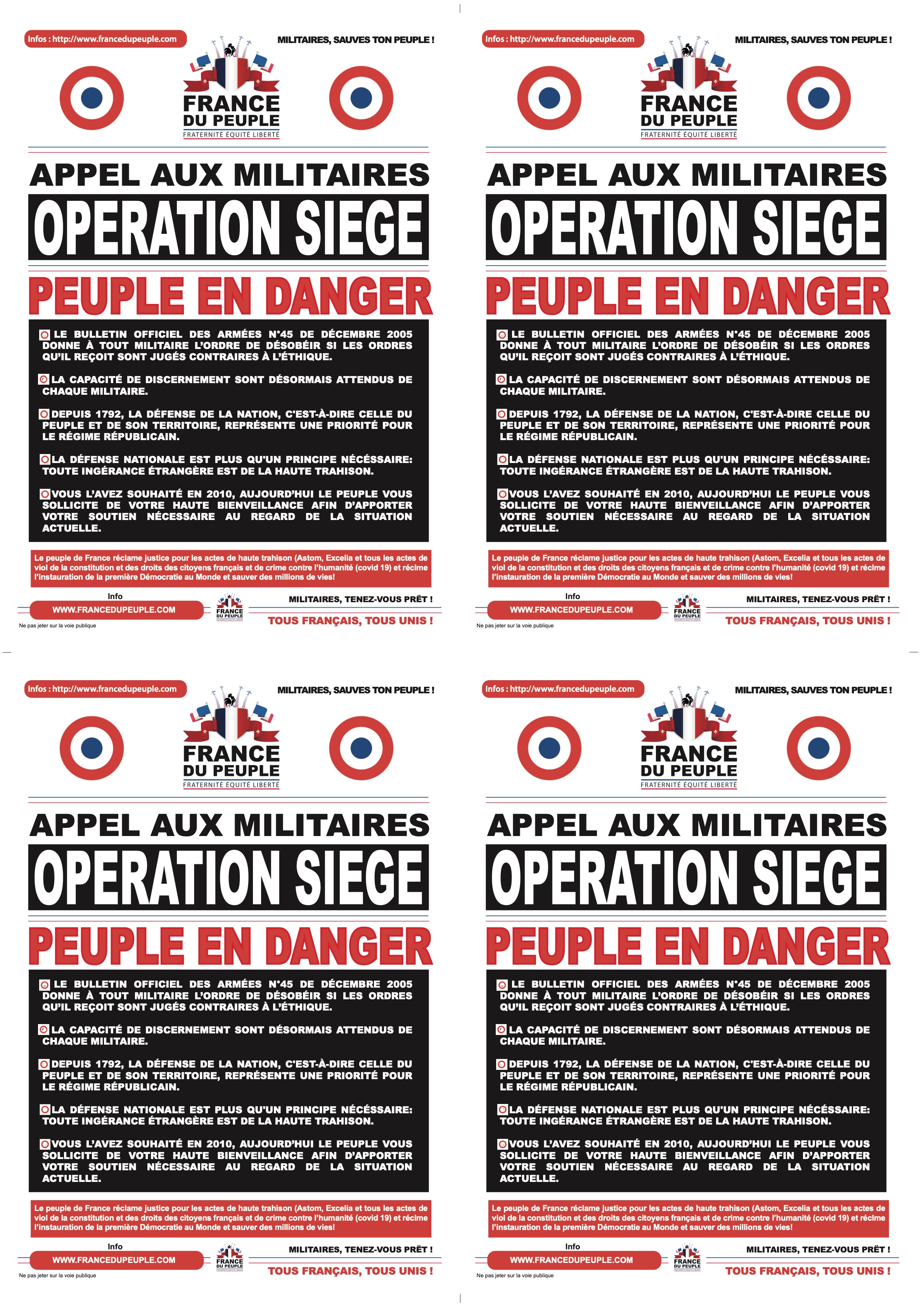 Planche Tracts (x4) (Destinée aux militaires)