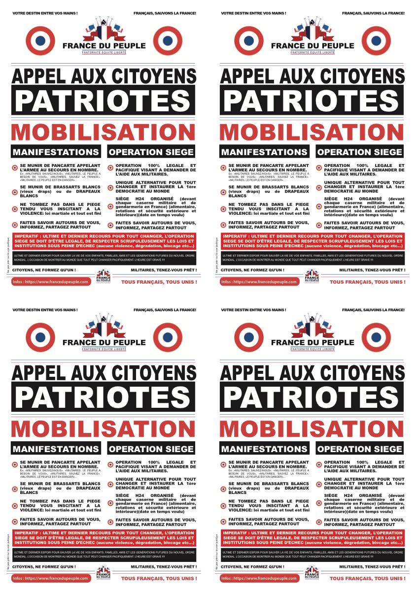 Planche de 4 tracts officiels (Grand Public)